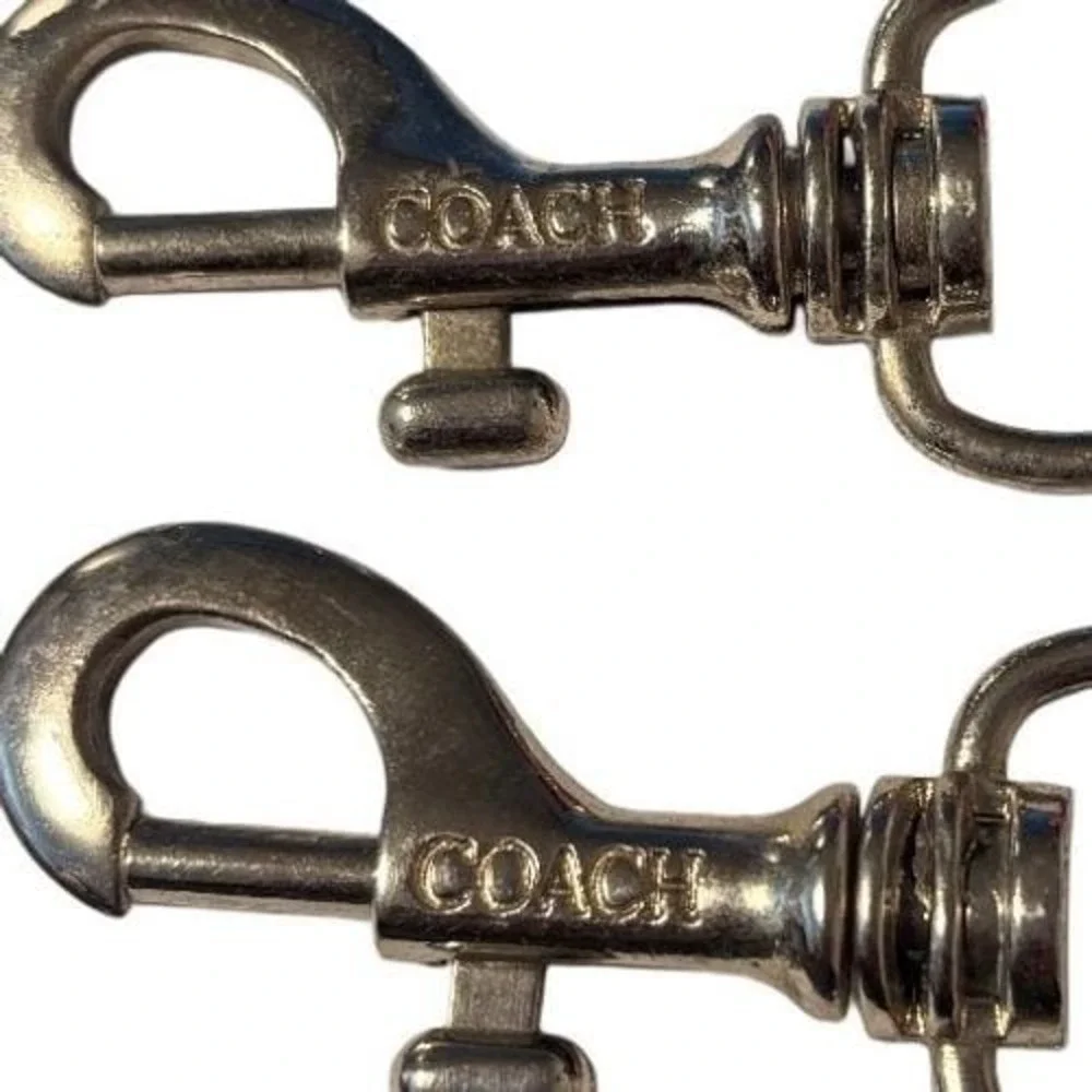 Coach Silver Tone Leather Bag Purse Strap Clips Swivel Clasps Set of‎ 2